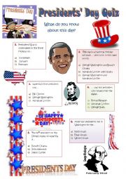 PRESIDENTS DAY - 18th February 2013 - a quiz