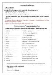 English Worksheet:  common types of compound adjectives