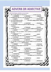 English Worksheet: Adjective or adverb