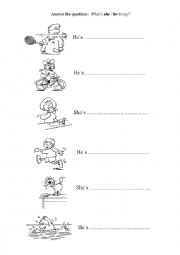 English Worksheet: What`s she/ he doing?