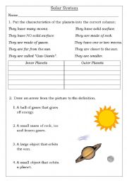 English Worksheet: Solar System