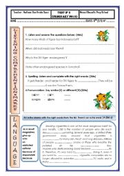 English Worksheet: 9TH TEST