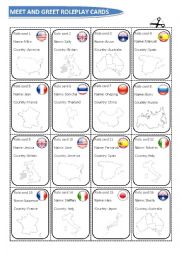 English Worksheet: Meet & Greet Role Play Cards