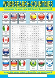 Countries wordsearch