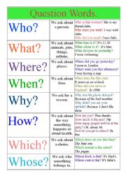 English Worksheet: Question words