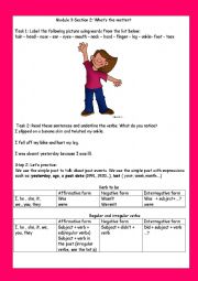 English Worksheet: module 3 section 2 whats the matter? ( part 1)