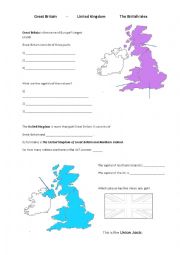 English Worksheet: United Kingtom, the British Isles, Great Britain