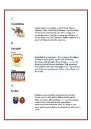 English Worksheet: leisure activities