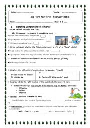 English Worksheet: 9th form mid-term test 2 about pollution