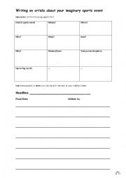 English Worksheet: Writing an article about a sports event