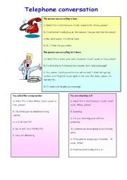 English Worksheet: telephone conversation