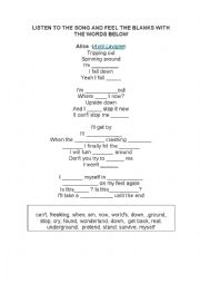 English Worksheet: Alice in wonderland movies song