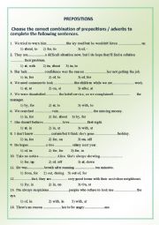 English Worksheet: Prepositions