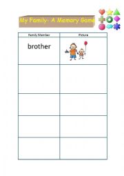 English Worksheet: memory game