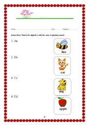 English Worksheet: Alphabet & Vocabulary