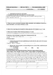 English Worksheet: MID TERM  TEST 2 For Tunisian 4th Secondary Year Formers (Bac)