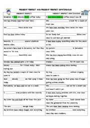 English Worksheet: Present perfect-Present perfect continuous: sentence transformation