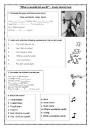 English Worksheet: What a wonderful world