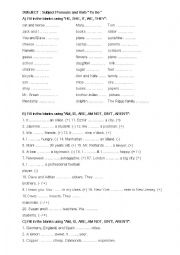 English Worksheet: present simple-to be-subject pronouns