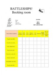 English Worksheet: Battleships Booking room