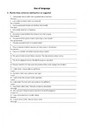English Worksheet: Rephrasing sentences