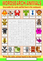 Animals Wordsearch