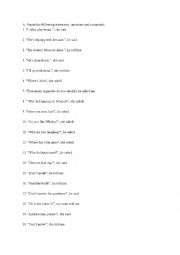 English Worksheet: Reported Speech practice