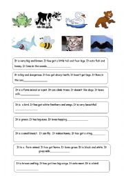 English Worksheet: ANIMAL RIDDLES-2 (Descriptions of 24 animals)