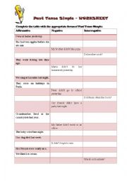 English Worksheet: Past Tense Simple - Worksheet
