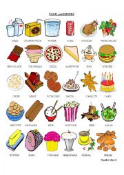 English Worksheet: Food Pictionary