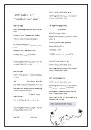 English Worksheet: Radio Hit: Little talks - Of monsters and men