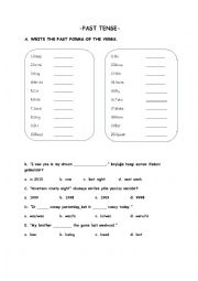 English Worksheet: PAST TENSE