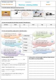 English Worksheet: listening & writing activities:about sporting activities