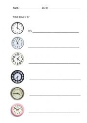 English Worksheet: What time is it?