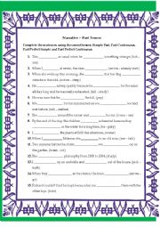 English Worksheet: Narrative - Past Tenses