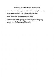 English Worksheet: writing about pictures