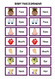 English Worksheet: BODY PARTS DOMINO (YOUR HEAD)