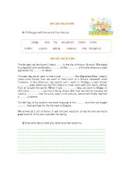 English Worksheet: My last vacation