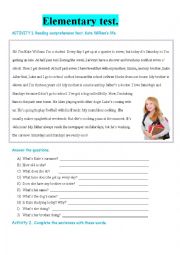 English Worksheet: ELEMENTARY TEST