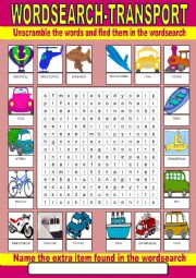 Transport Wordsearch