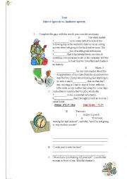 English Worksheet: Indirect vs. Direct speech TEST