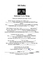 English Worksheet: The Internet Love Song, Gap Fill with a twist
