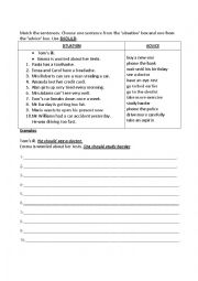 English Worksheet: Should - Matching Exercise
