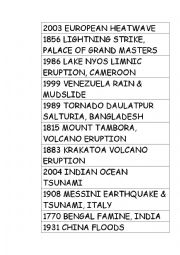 English Worksheet: Natural disasters writing task