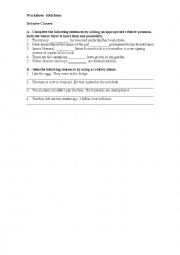 English Worksheet: Relative clauses - exercises