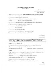 English Worksheet: test on simple past tense