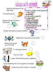 English Worksheet: idioms with animals 