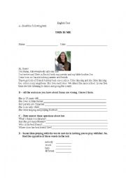 English Worksheet: this is me