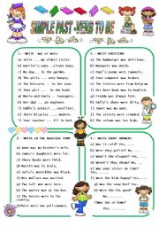 English Worksheet: SIMPLE PAST VERB TO BE