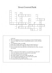 YLE Cambridge Movers Vocabulary crossword